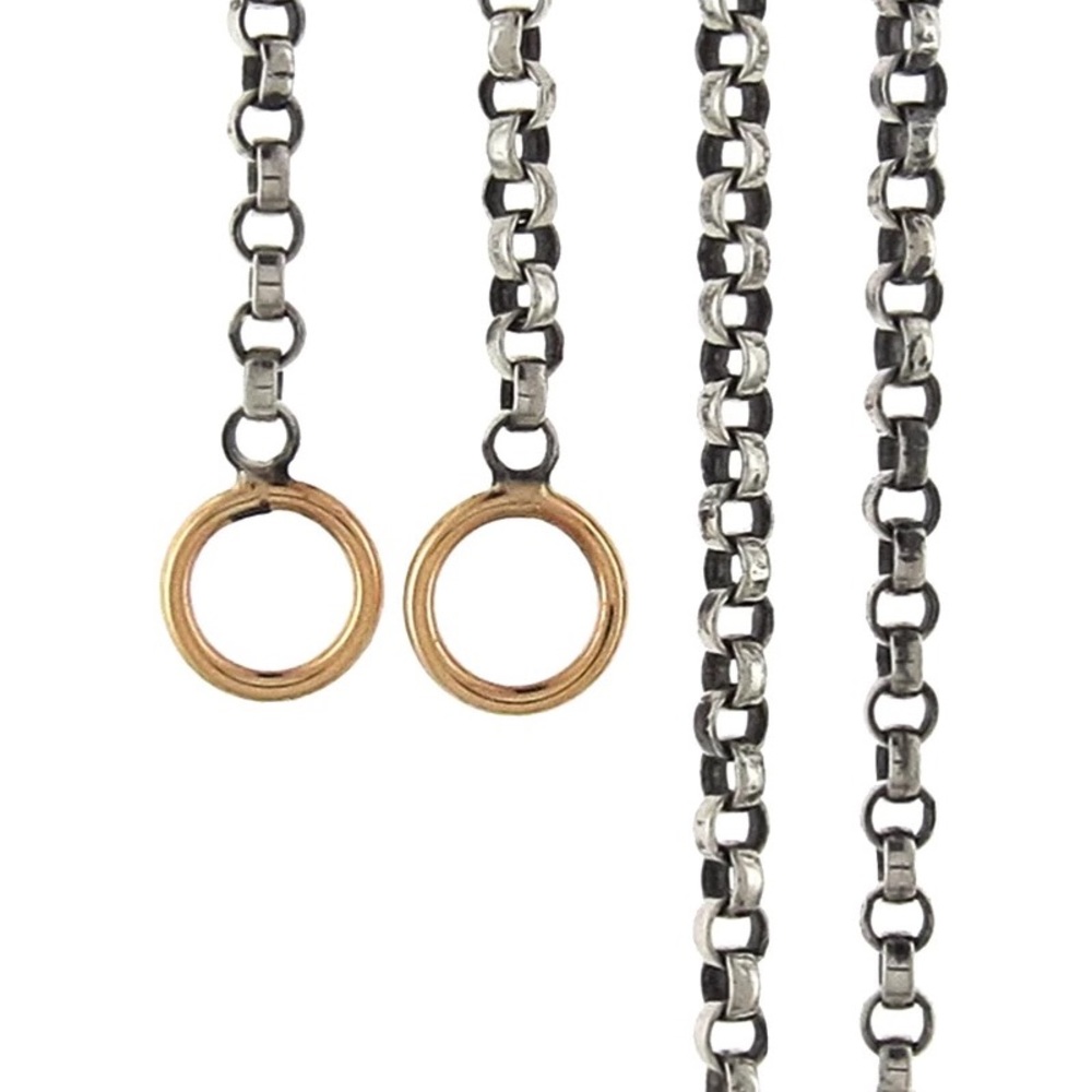 Marla Aaron SILVER ROLO CHAIN WITH YELLOW GOLD LOOPS NECKLACE
